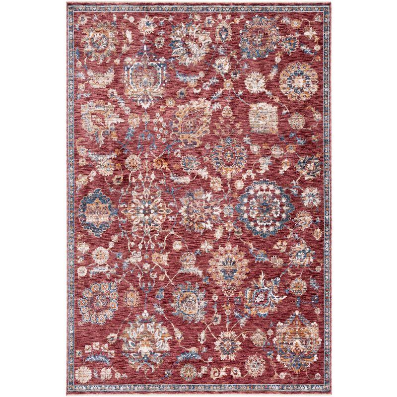 Heirloom Rust and Ivory Synthetic Rectangular Area Rug