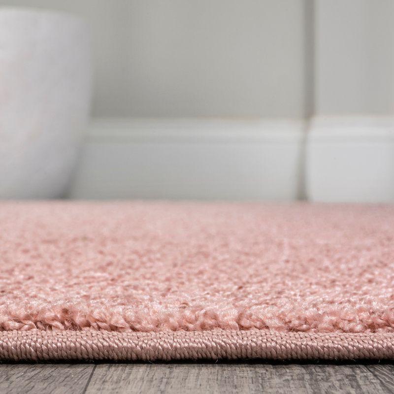 Pink Reversible Solid Synthetic Area Rug