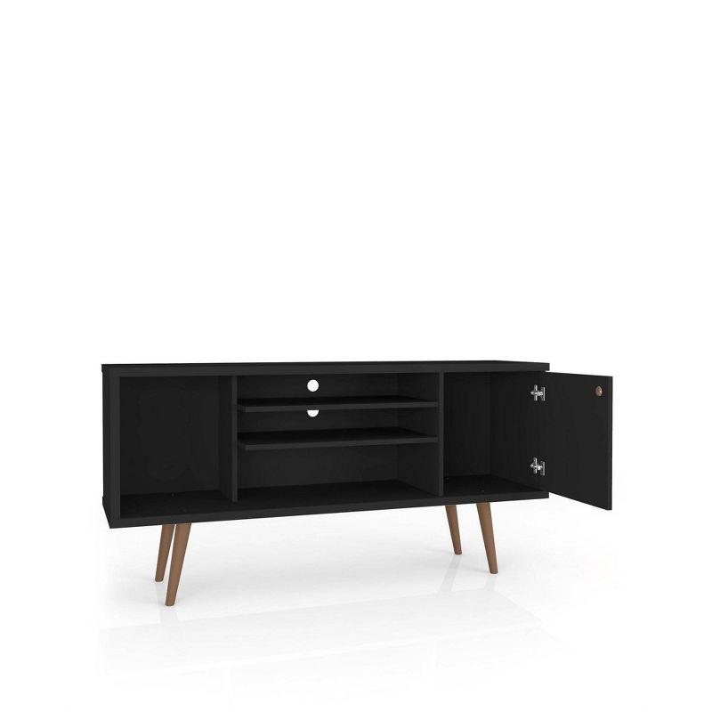 Sleek Mid-Century Modern 54" Black TV Stand with Cabinet