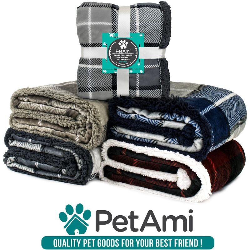 PetAmi Pet Blanket for Dogs Cats, Faux Shearling Fleece Soft Plush Reversible Washable Furniture Cover