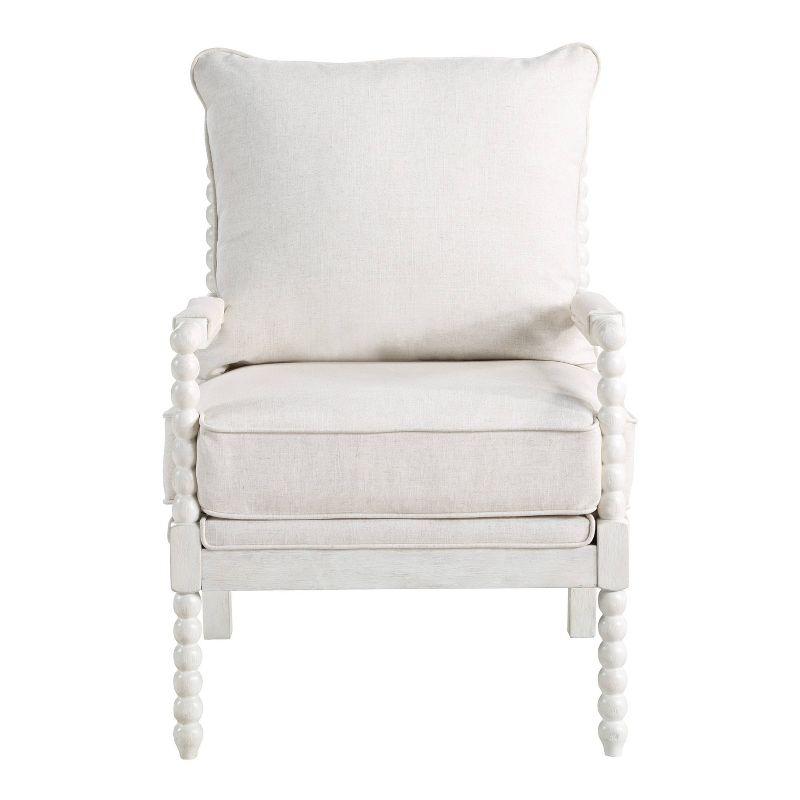OSP Home Furnishings Kaylee Spindle Chair Linen: Mid-Century Modern Accent, Removable Cushions