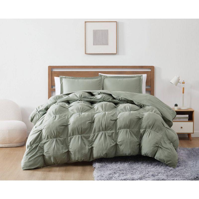 Green Full Microfiber Puffer Comforter Set