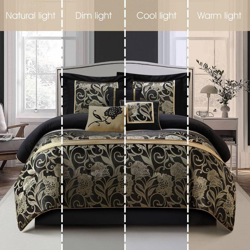 Fennville Black/Gold/Beige Microfiber 7 Piece Comforter Set