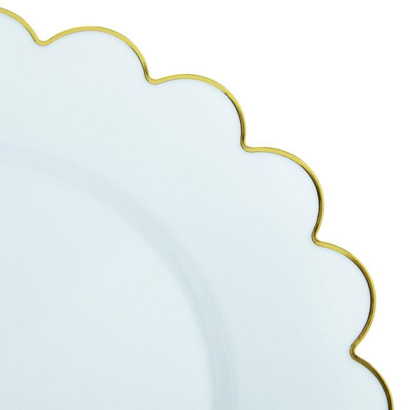 Sparkle and Bash 50-Pack Baby Blue Disposable Plates - Scalloped Plastic Plates with Gold Foil Rim for Birthday Party, Baby Shower (9 In)