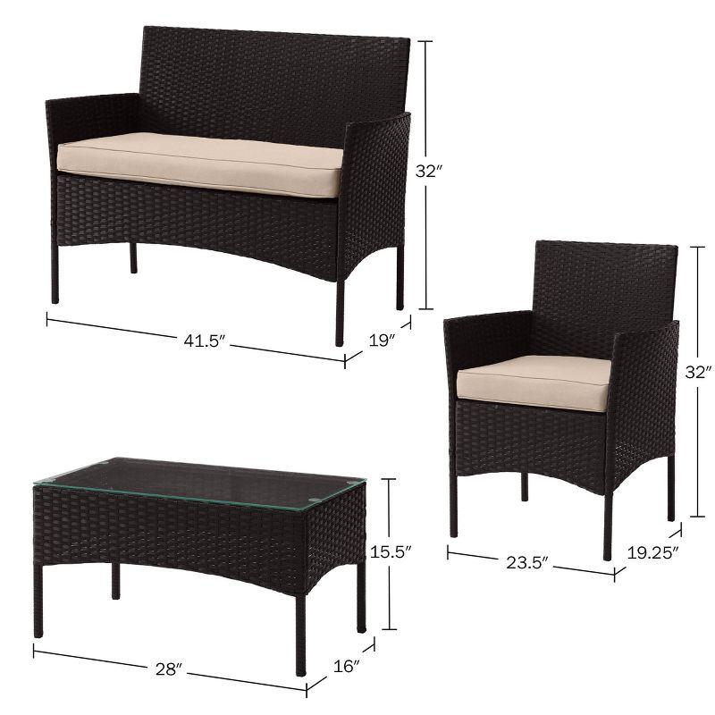Pure Garden 4pc Outdoor Patio Rattan Furniture Set Black