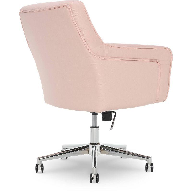 Serta Style Ashland Home Office Chair Party Blush Pink: Upholstered, Adjustable, with Casters/Wheels