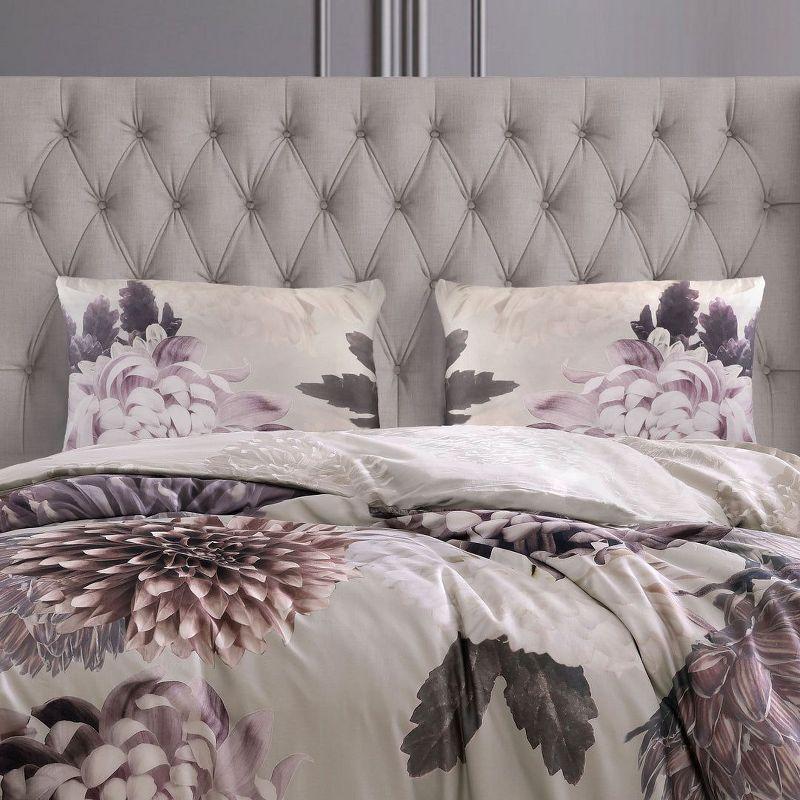 Queen Plum and Amethyst Cotton Floral Duvet Cover Set