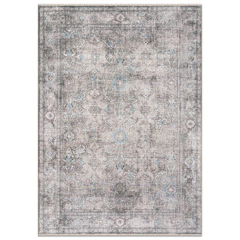 World Rug Gallery Transitional Distressed Vintage Machine Washable Area Rug- OLIVE 5' X 7'