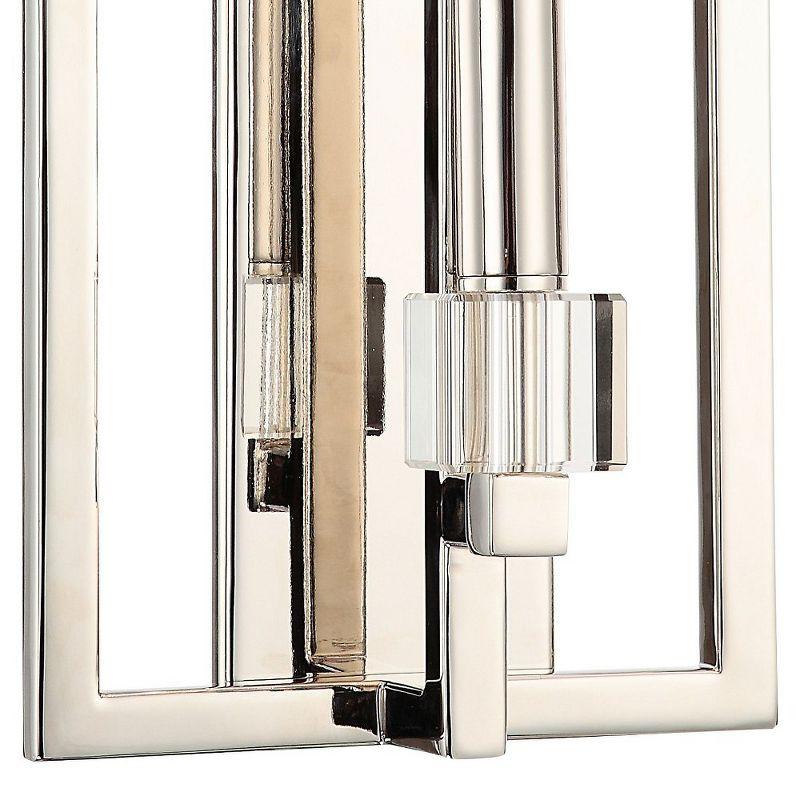 Polished Nickel Crystal Cube Silk Shade Sconce