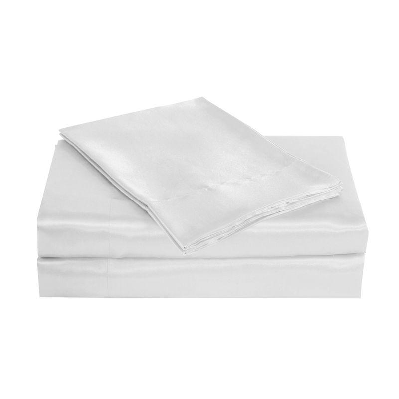 Queen Satin Sheet Set White - Belles & Whistles