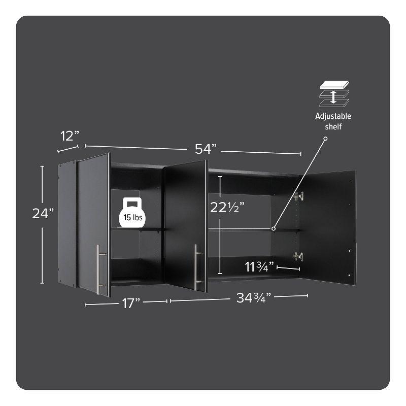 54" Elite Wall Cabinet Black - Prepac: Modern Laminated Storage, HangUps Collection, 2 Adjustable Shelves