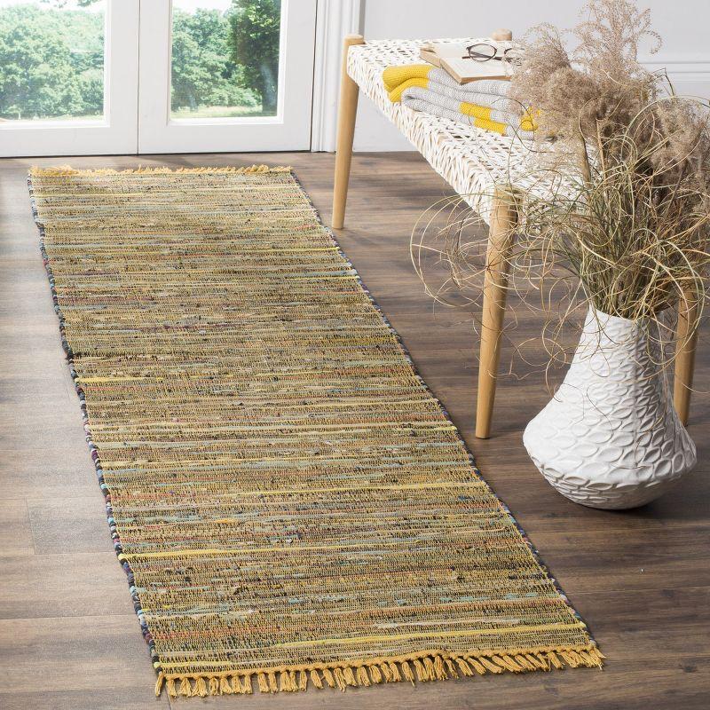 Rag Rug RAR127 Hand Woven Indoor Runner Rug - 2'3"x11' - Yellow/Multi - Safavieh