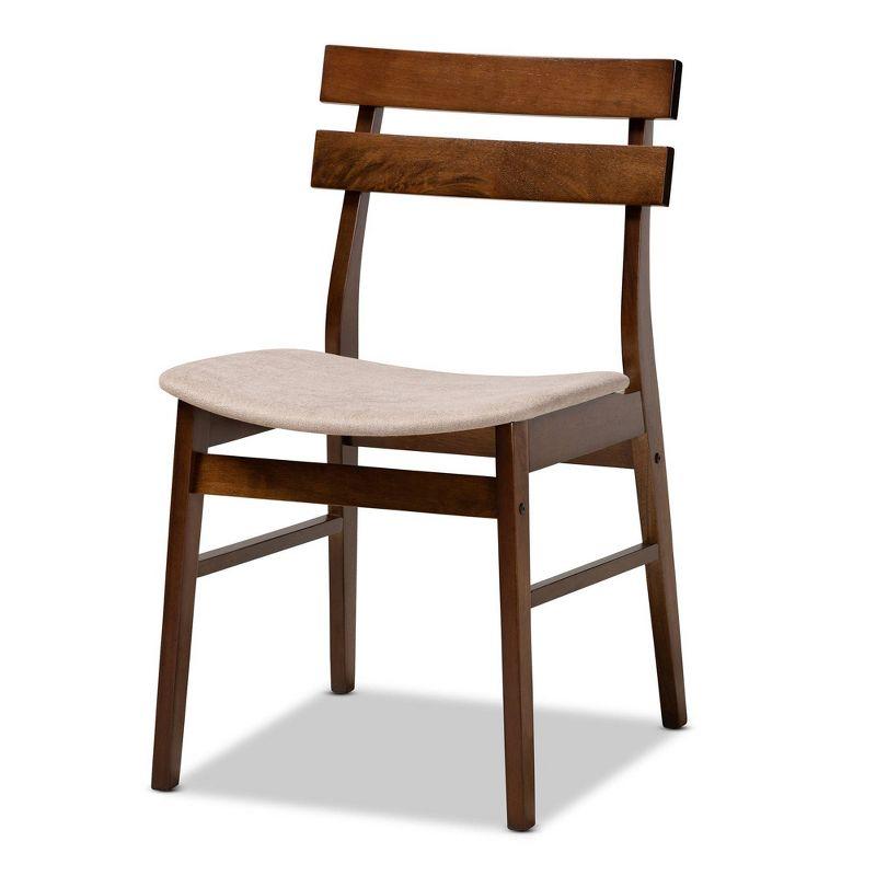 Set of 4 Devlin Upholstered Wood Dining Chairs Light Beige/Walnut - Baxton Studio: Rubberwood Frame, Spot Clean