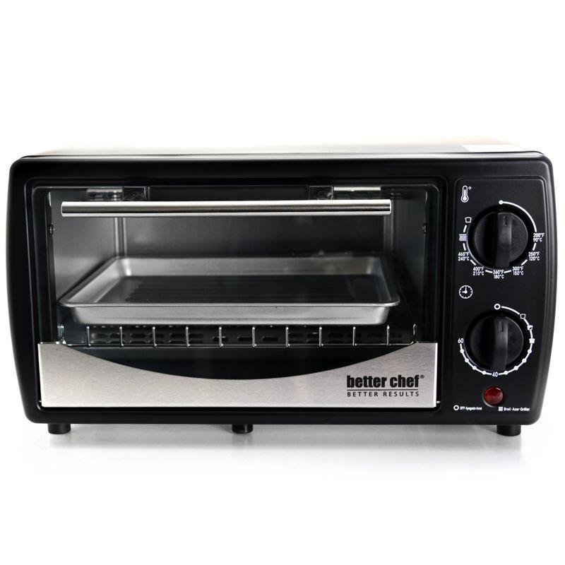 Better Chef 9 Liter Toaster Oven Broiler in Black With Stainless Stell Front