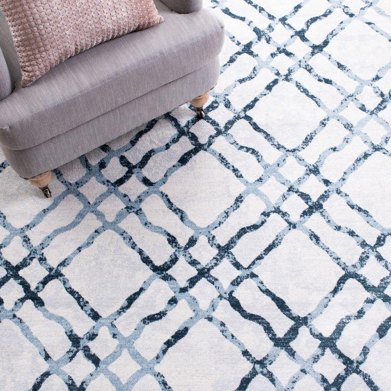 Martha Stewart Isabella - MSR0957 - Indoor Power Loomed Area Rugs - Ivory/Turquoise - 5'3"x7'7"