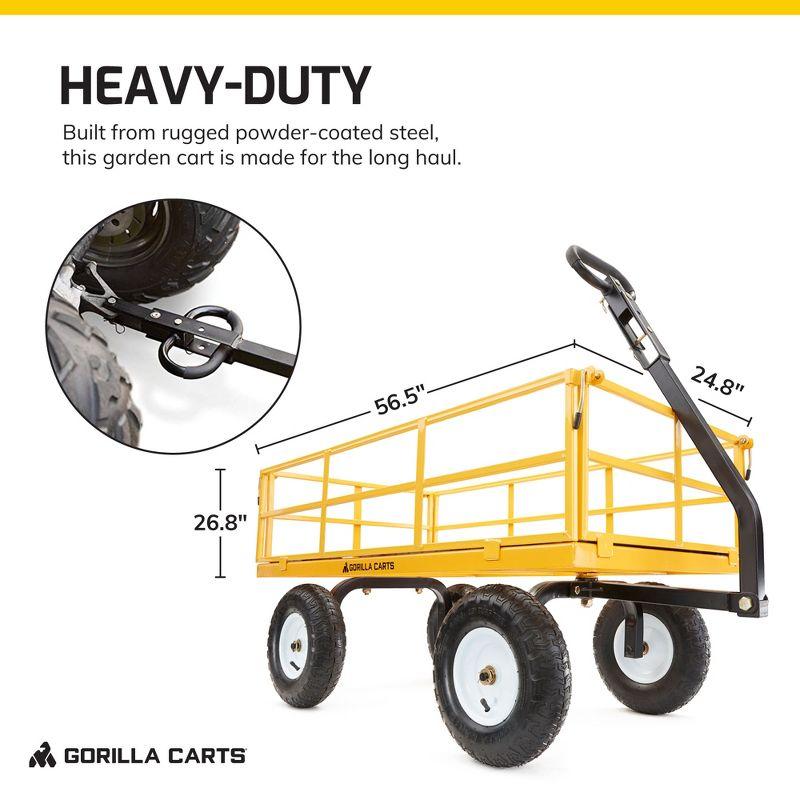 Gorilla Carts 7 Cu Ft Heavy Duty Steel Utility Cart, with Steel Mesh Bed and 1200 Pound Hauling Capacity, for Outdoor, Yard and Camping, Yellow