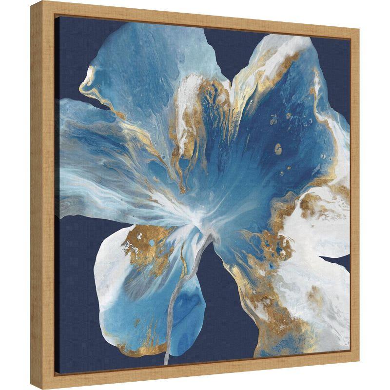 Amanti Art Liquid Enigma I (Abstract Blue Flower) by Eva Watts Canvas Wall Art Print Framed 16 x 16-in.