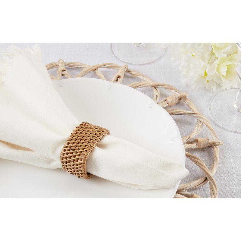 Saro Lifestyle Napkin Rings With Rattan Woven Design (Set of 4)