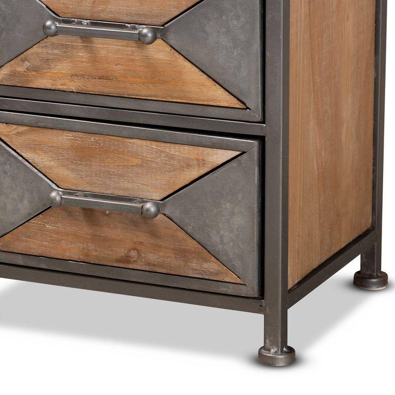 Lockable Gray Office Cabinet with Whitewashed Oak Accents