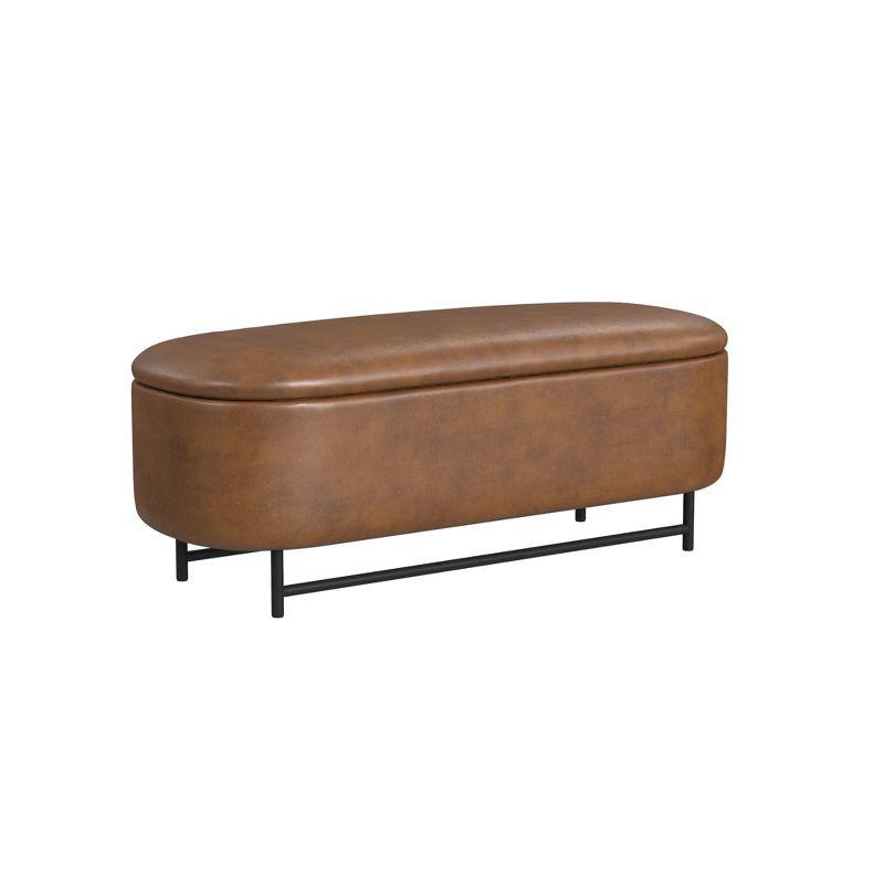 Homepop Ellipse Storage Bench With Metal Legs - Brown