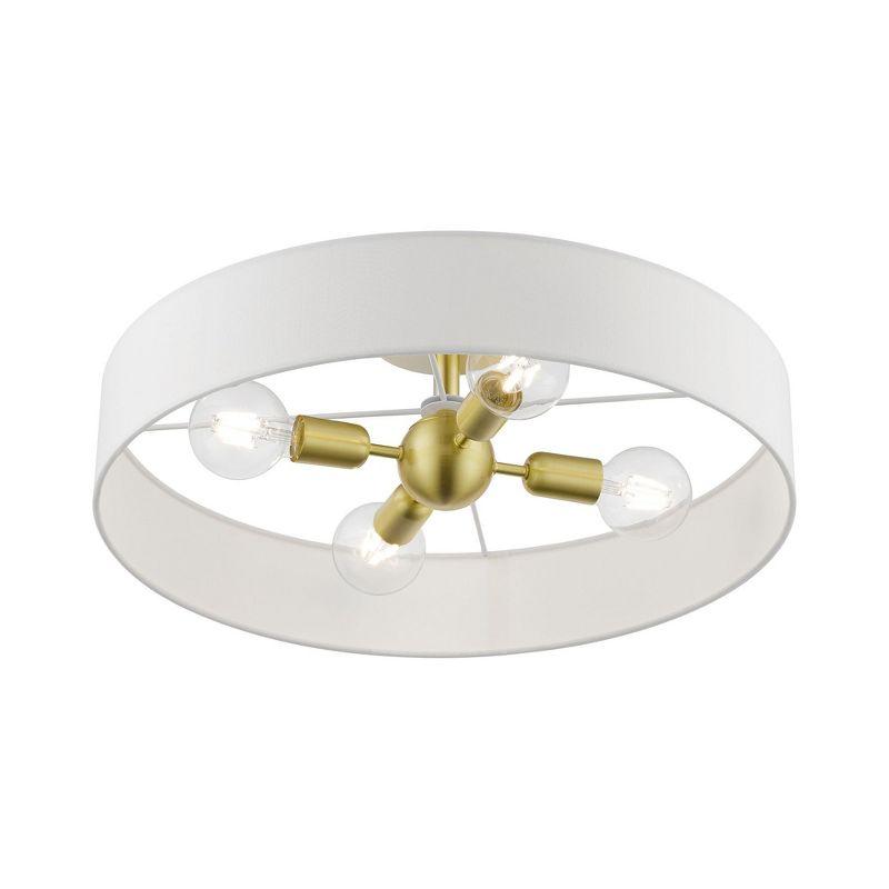 Livex Lighting Venlo 4 - Light Semi-Flush Mount in  Satin Brass/Shiny White