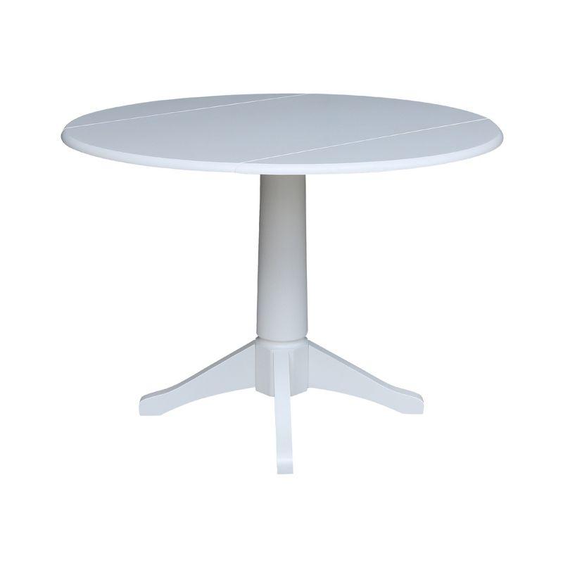42" Nina Round Top Dual Pedestal Dining Table White - International Concepts: Modern Style, Seats 4, Wood Frame