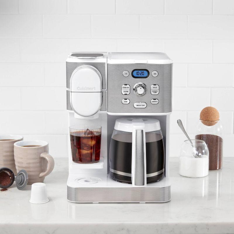 Cuisinart White Stainless Steel 2-in-1 Coffee Maker with Carafe