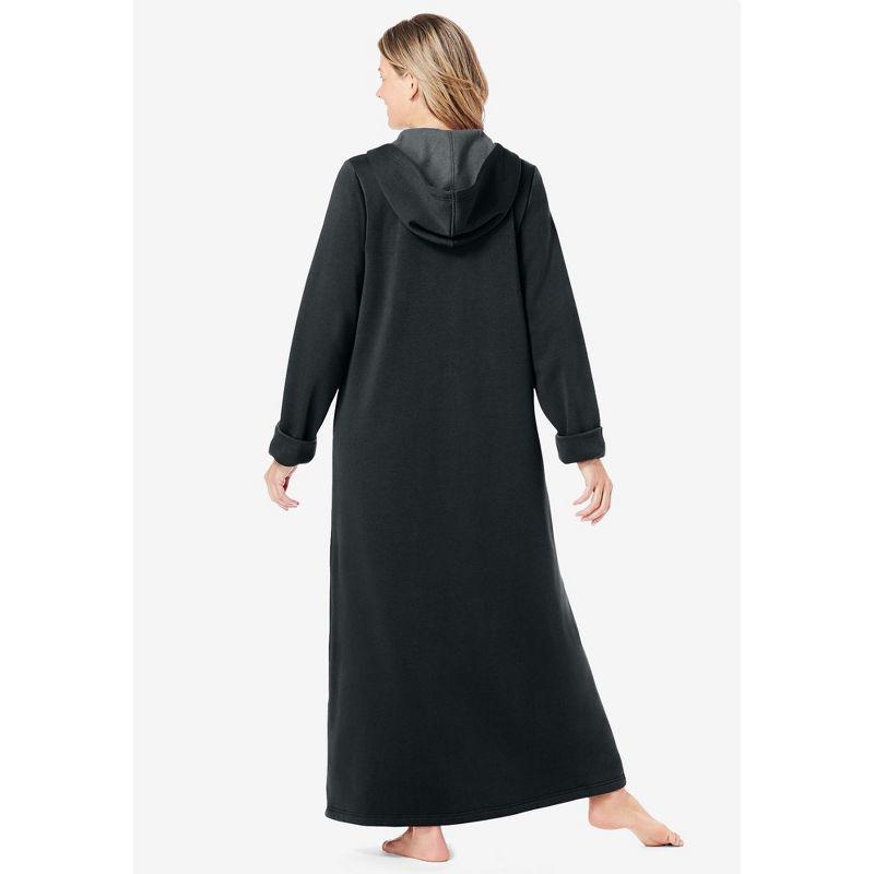 Dreams & Co. Women's Plus Size Long Hooded Fleece Sweatshirt Robe