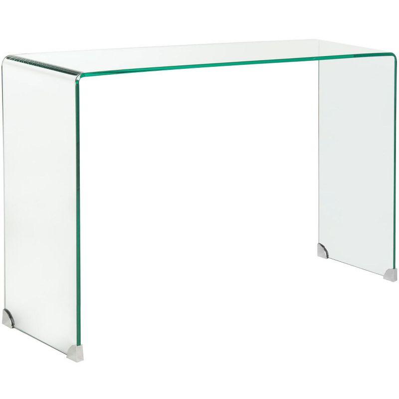 Transitional Clear Tempered Glass Rectangular Console Table