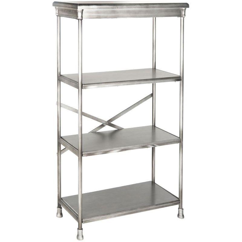 Transitional 3-Tier Dark Silver Iron & Wooden Etagere