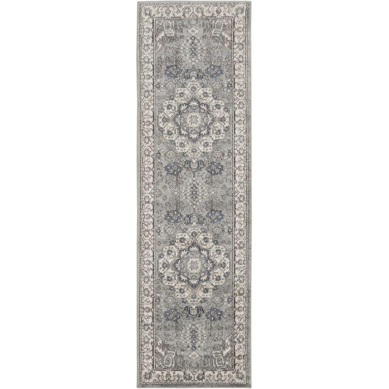 Concerto Grey/Ivory Hand-knotted Synthetic 2'2" x 7'6" Runner Rug