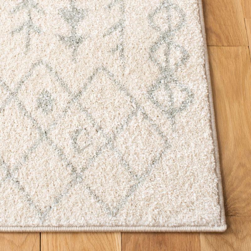 Ivory and Light Grey Hand-Knotted Synthetic Boho-Chic Area Rug