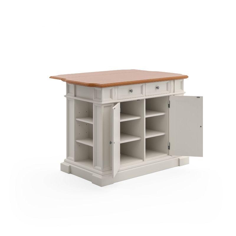 Crisp White and Distressed Oak Finish Spacious Kitchen Island