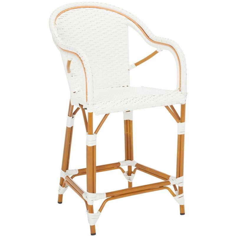 California Counter Stool With Arms - Indoor/Outdoor - PAT7533 - White - Safavieh
