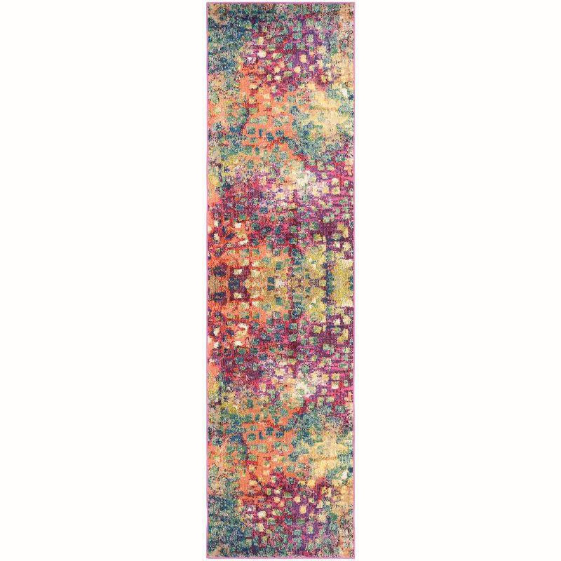 Monaco MNC225 Power Loomed Indoor Runner Rug - Pink/Multi - 2'2"x10' - Safavieh