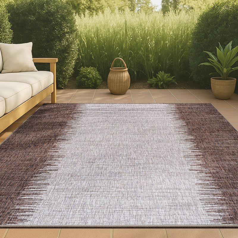 5'x8' Tavira Modern Strie' Indoor/Outdoor Area Rug, Brown/Beige - JONATHAN Y