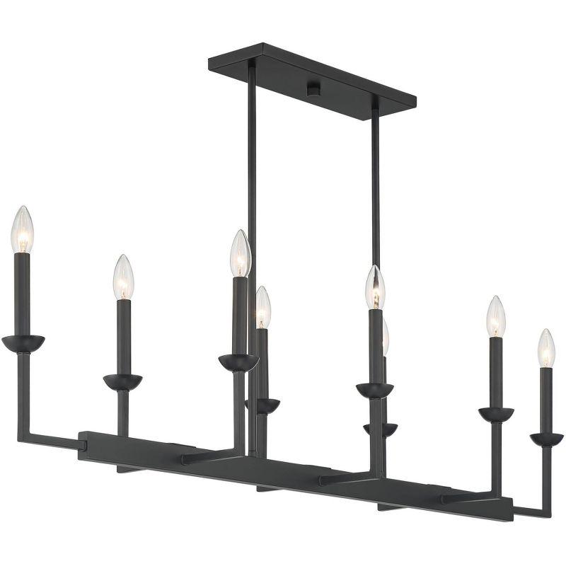 Possini Euro Design Black Linear Pendant Chandelier 50" Wide Industrial 8-Light Fixture for Kitchen Island Dining Room House Foyer