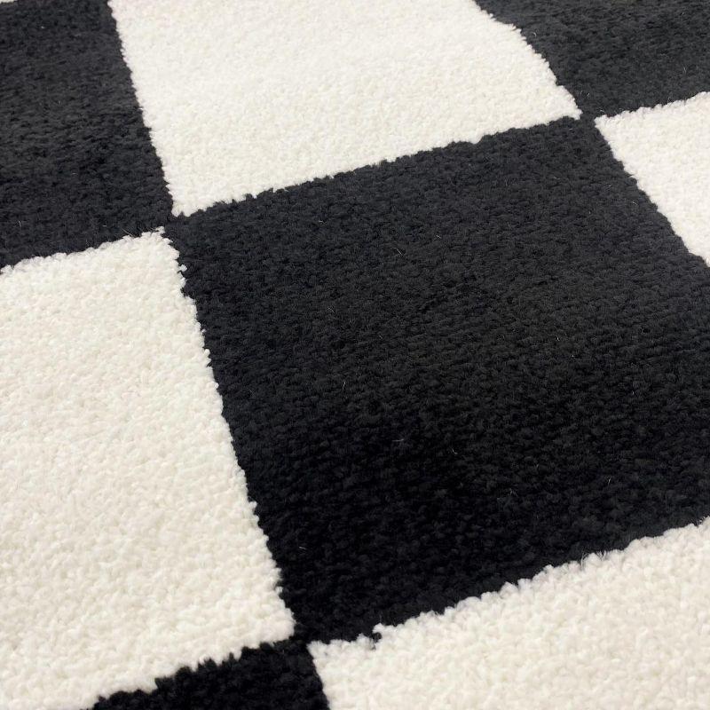 Luxe Weavers Checkered Black and White Geometric 8x10 Area Rug
