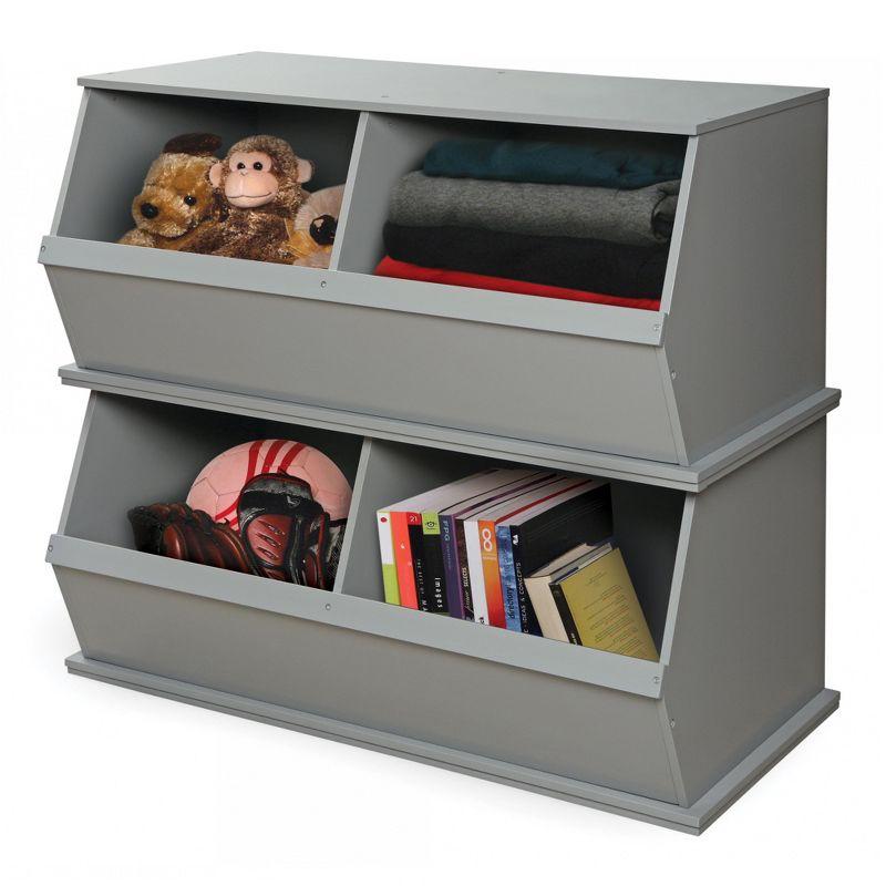 Badger Basket Two Bin Stackable Storage Cubby - Gray