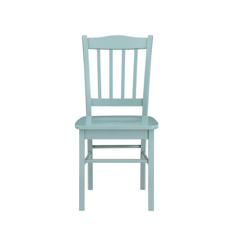 High Back Blue Upholstered Wood Side Chair