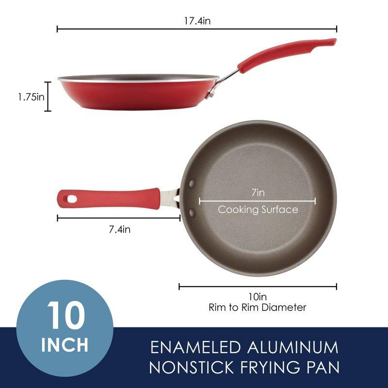 Rachael Ray Cook + Create Aluminum Nonstick Frying Pan 10" Red: Gas & Induction Compatible, Hand Wash, Lifetime Warranty