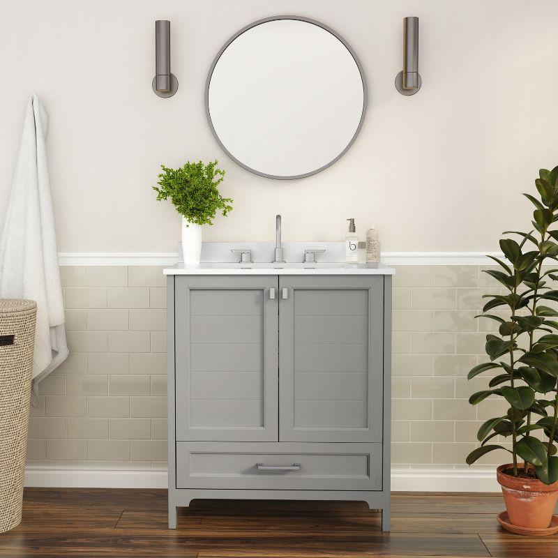 Flash Furniture 30 Inch Bathroom Vanity with Undermount Sink, Cabinet, and Drawer in Gray