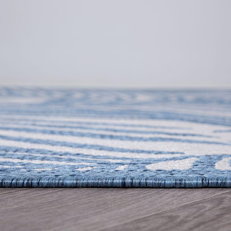 World Rug Gallery Contemporary Palm Leaf Textured Flat Weave Indoor/Outdoor Area Rug - BLUE 2'x3'