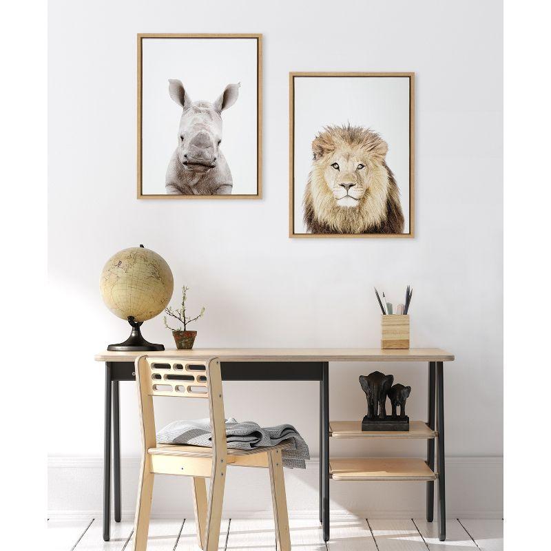 Natural Framed Lion Portrait Canvas Wall Art, 18x24