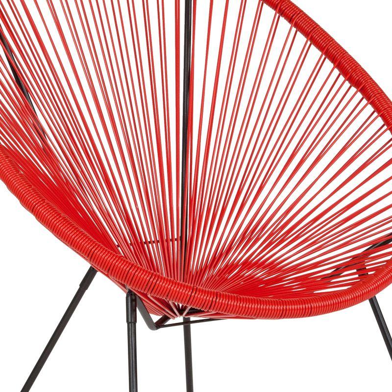 Red Rattan and Steel Papasan Bungee Lounge Chair