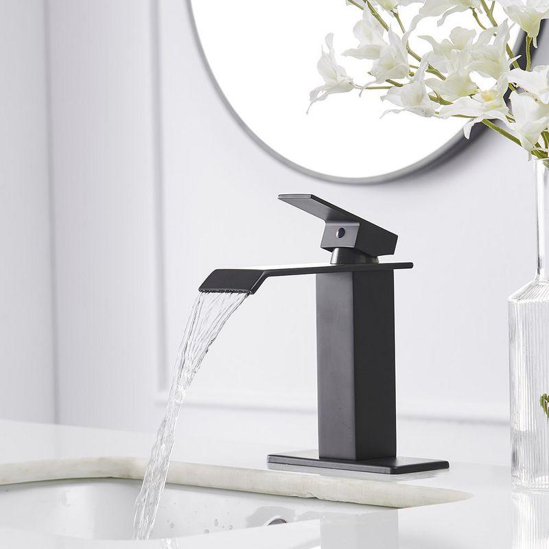 BWE Waterfall Single Hole Single-Handle Low-Arc Bathroom Faucet With Supply Line