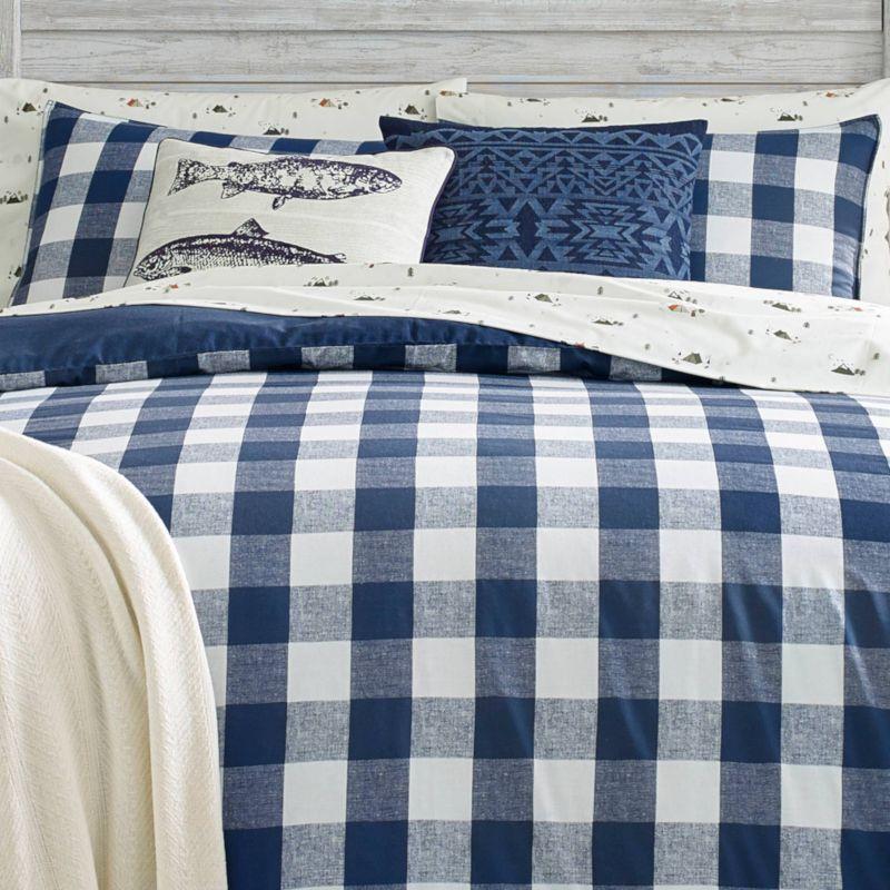 Eddie Bauer Lakehouse Plaid Blue Cotton Duvet Cover Set