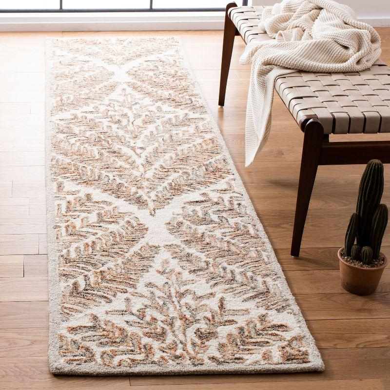 Ivory and Brown Hand-Tufted Wool Runner Rug