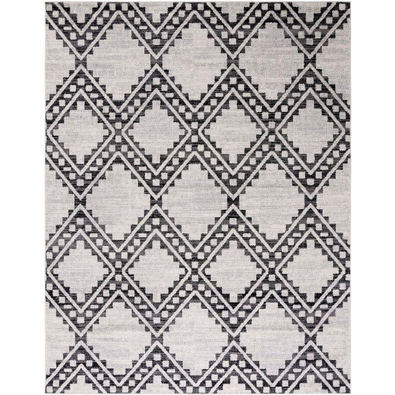 Black/Ivory Geometric 8' x 10' Easy-Care Synthetic Area Rug