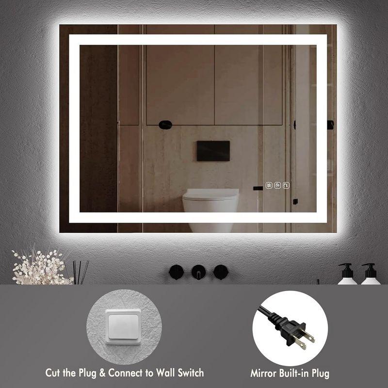LED Bathroom Mirror 20X28¡° Wall-Mounted Vanity Mirrors Stepless Dimmable Wall Mirrors with Anti-Fog, Backlit + Front Lit, Memory Function, Waterproof